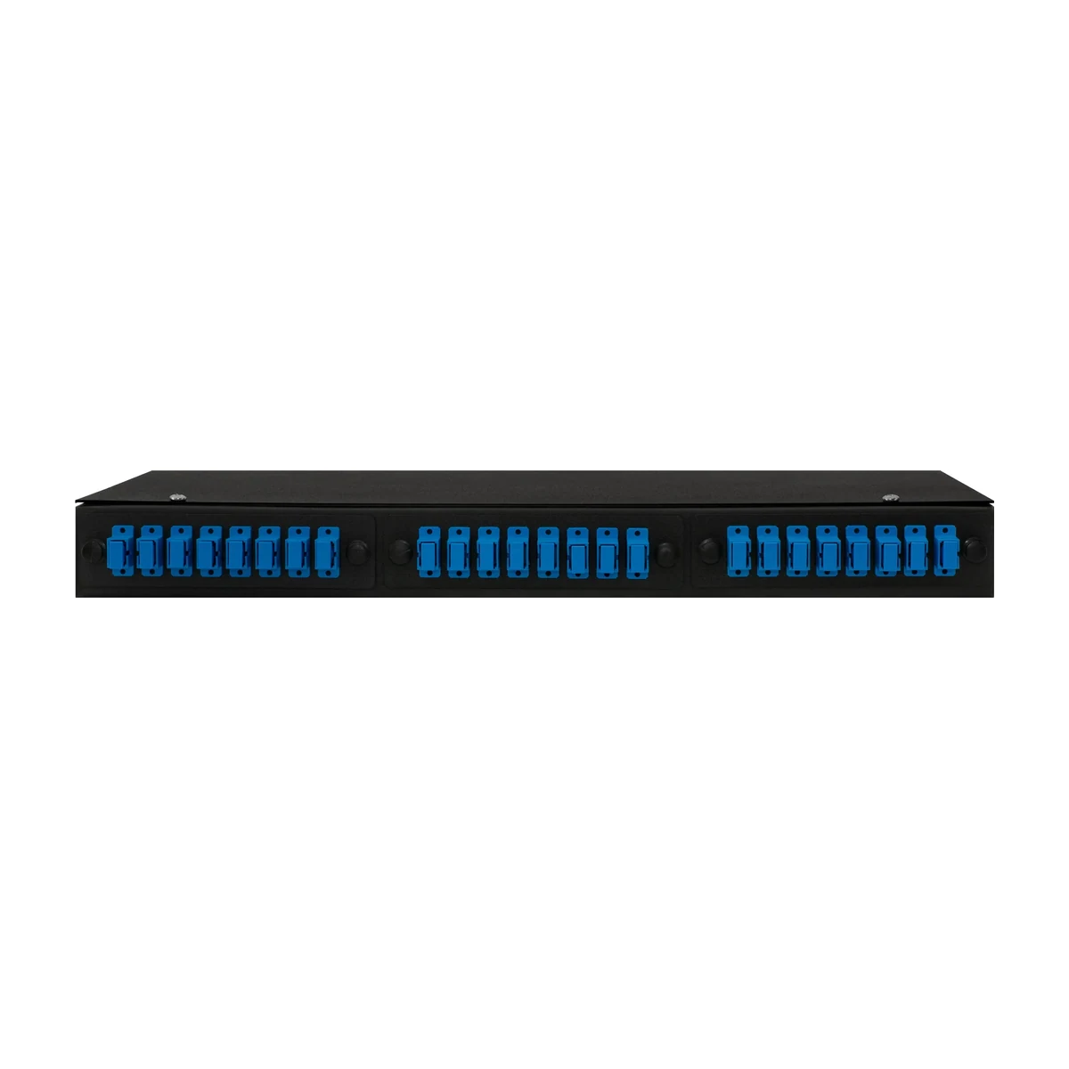 Оптический кросс 19″ 1U на 24 порта SC, чёрный, стационарный