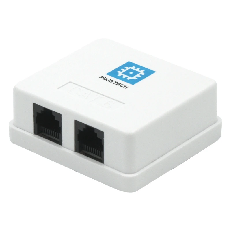 Sıva üstü priz Pixietech, CAT6 UTP RJ-45, 2 port