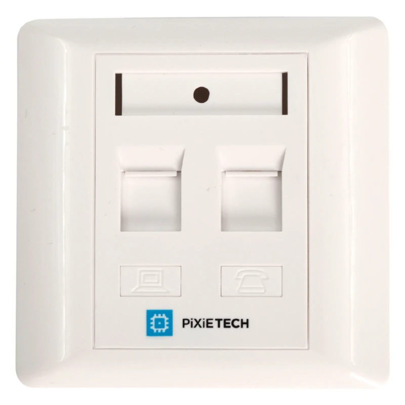 Абонентская розетка Pixietech, встраиваемая, под модули Keystone, 2 порта