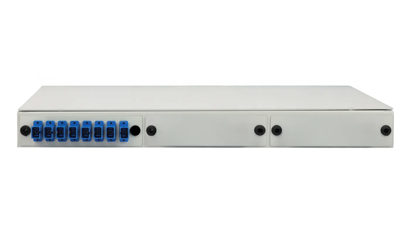 Pixietech 19" optical patch panel (ODF), fully equipped for 8 LC Duplex ports (kit with adapters and cords) — фото 5