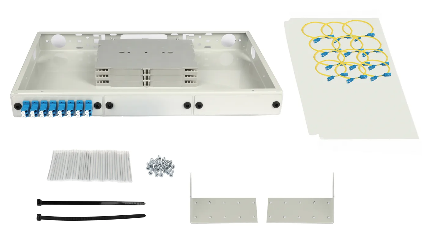 Pixietech 19" optical patch panel (ODF), fully equipped for 8 SC ports (kit with adapters and cords) — фото 5