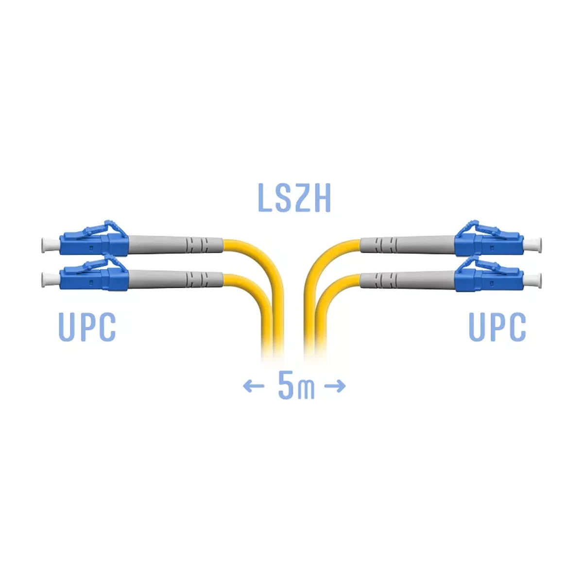 Патчкорд оптический LC/UPC SM Duplex, 5 м