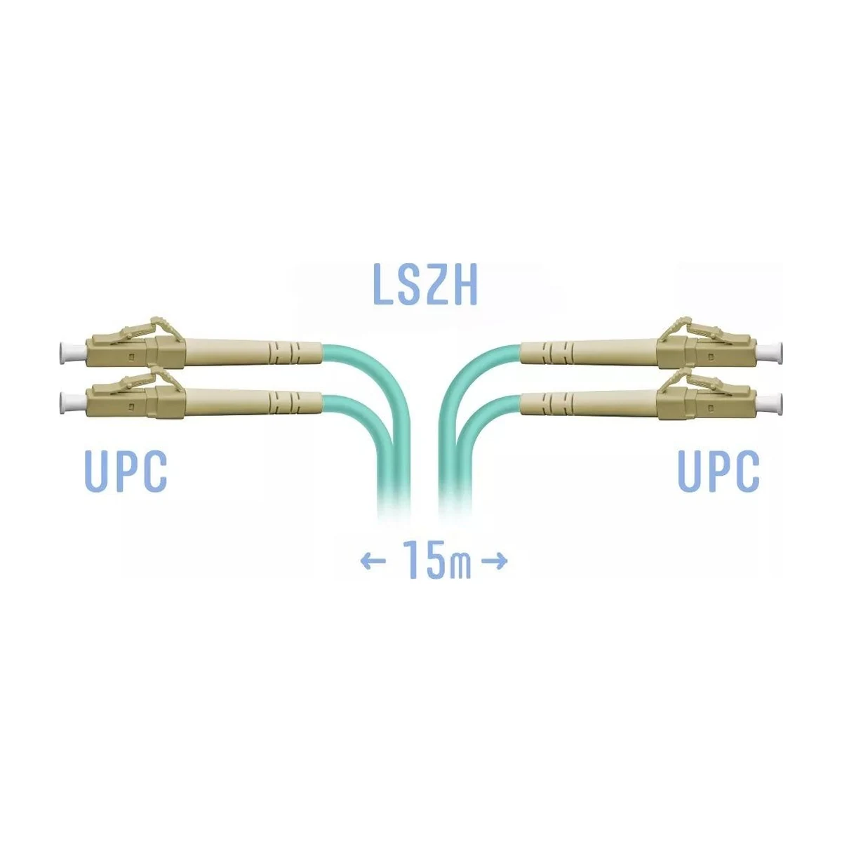 Патчкорд оптический LC/UPC MM OM3 Duplex, 15 м