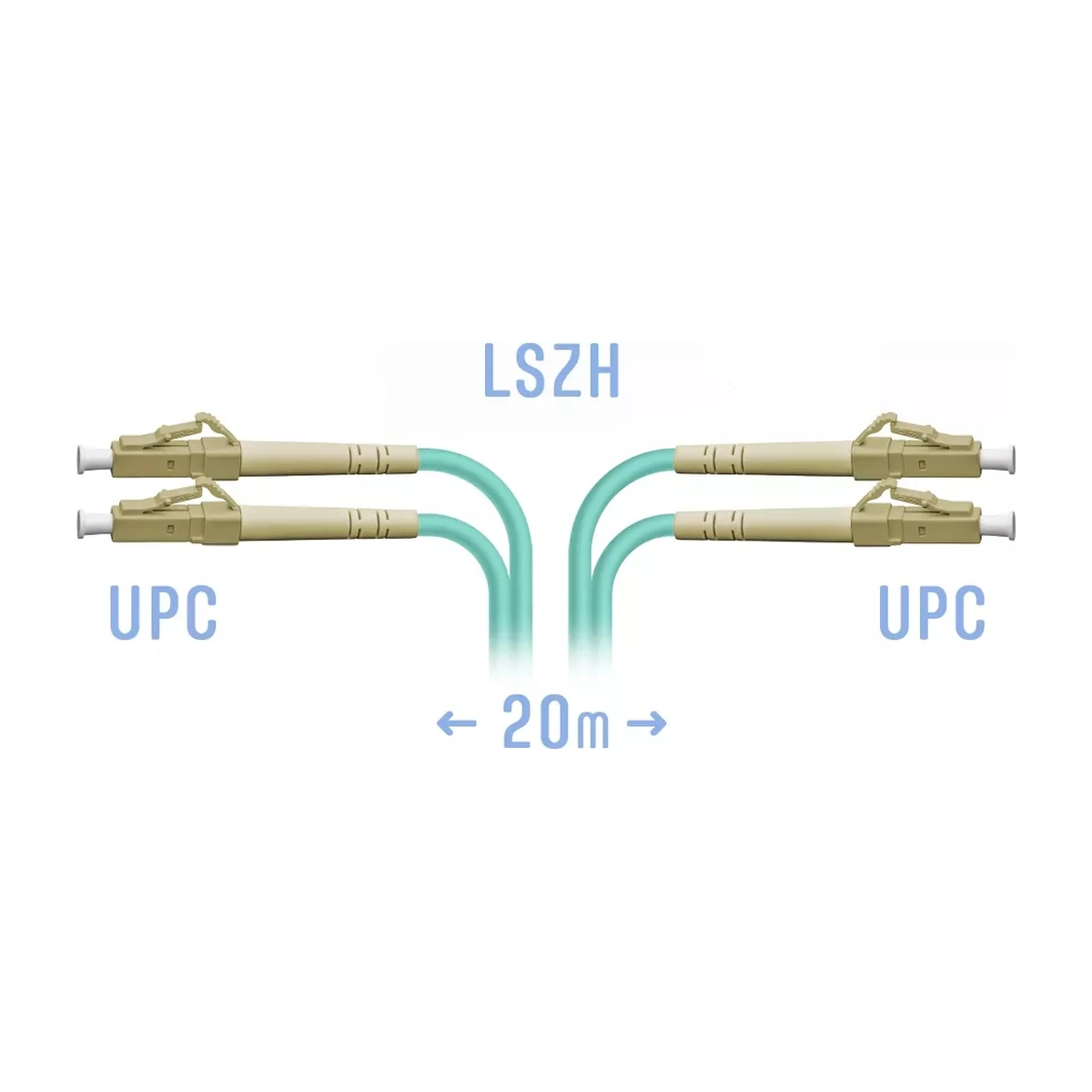 Патчкорд оптический LC/UPC MM OM3 Duplex, 20 м