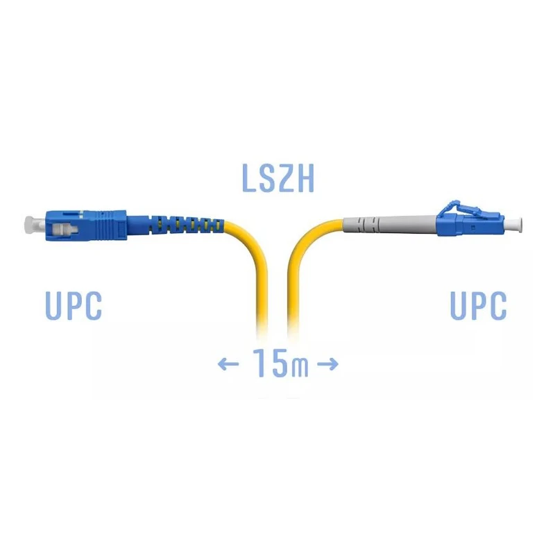 Патчкорд оптический LC/UPC-SC/UPC SM, 15 м