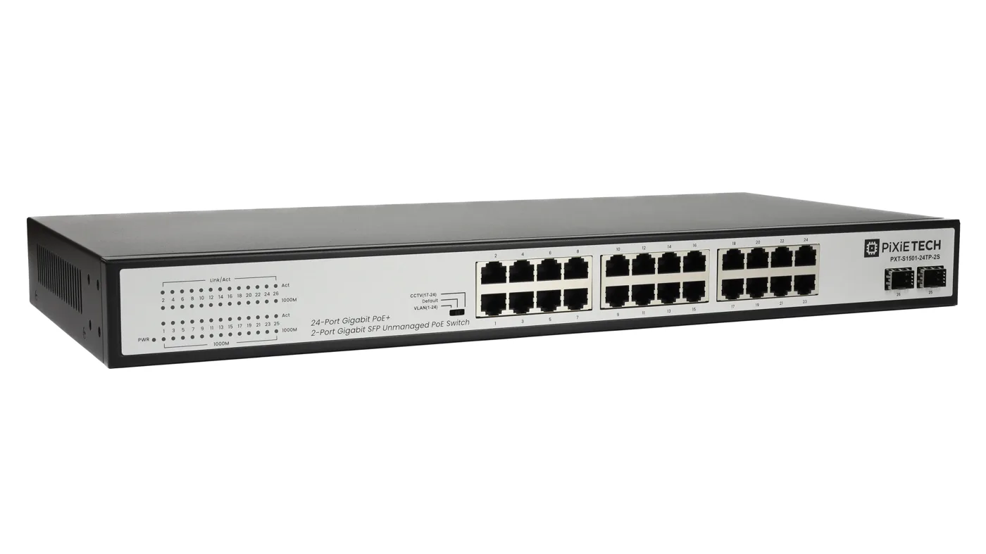 Неуправляемый POE коммутатор Pixietech PXT-S1501-24TP-2S — фото 3