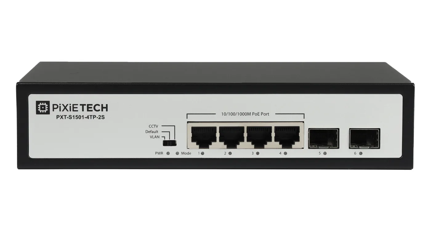 Неуправляемый POE коммутатор Pixietech PXT-S1501-4TP-2S