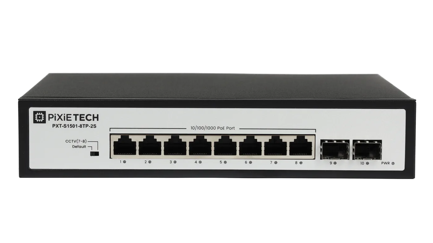 Неуправляемый POE коммутатор Pixietech PXT-S1501-8TP-2S