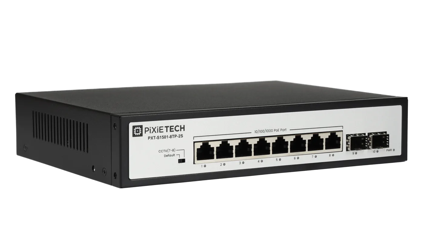 Неуправляемый POE коммутатор Pixietech PXT-S1501-8TP-2S — фото 2