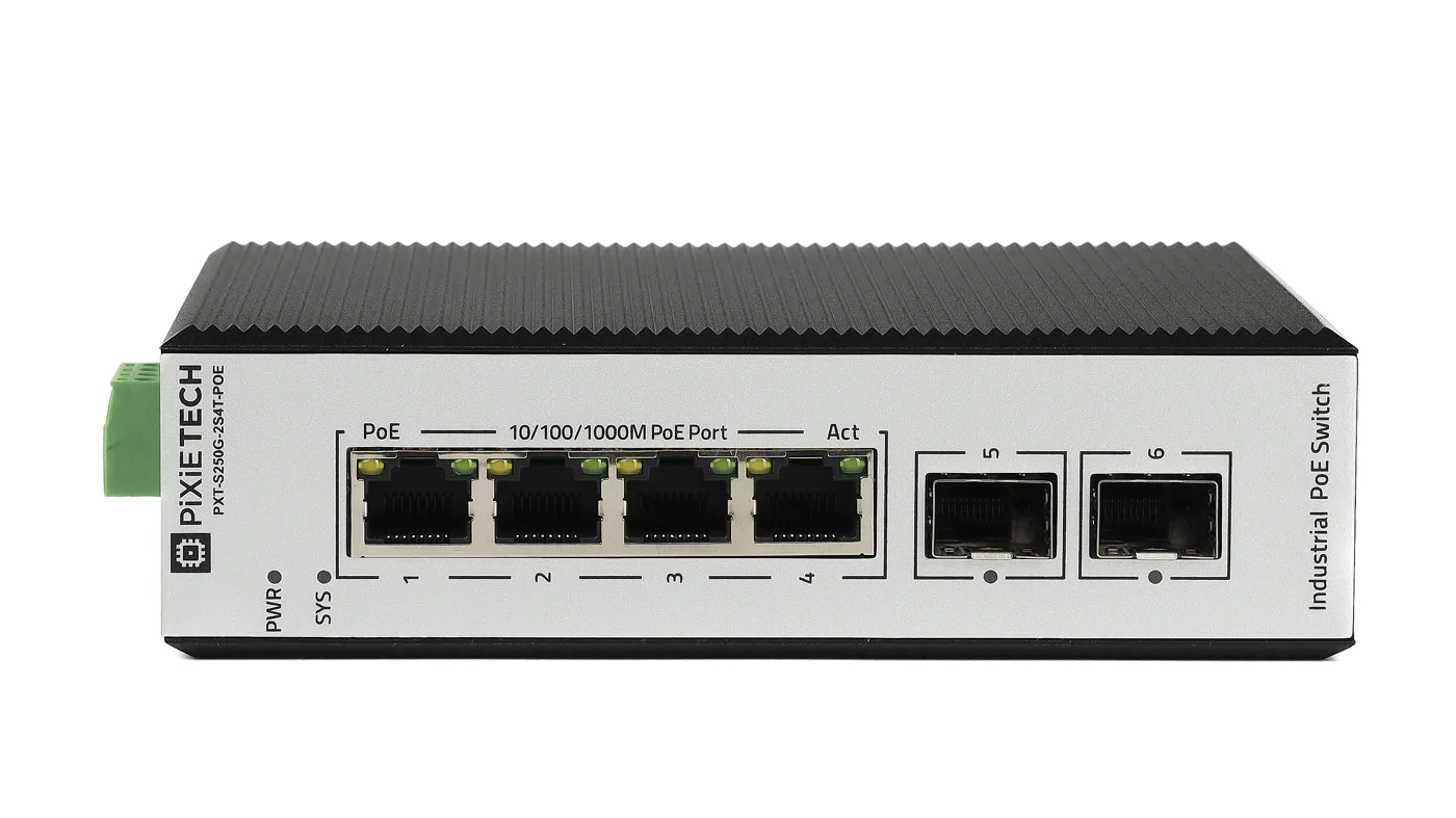 Управляемый промышленный POE коммутатор L2 PXT-S250G-2S4T-POE