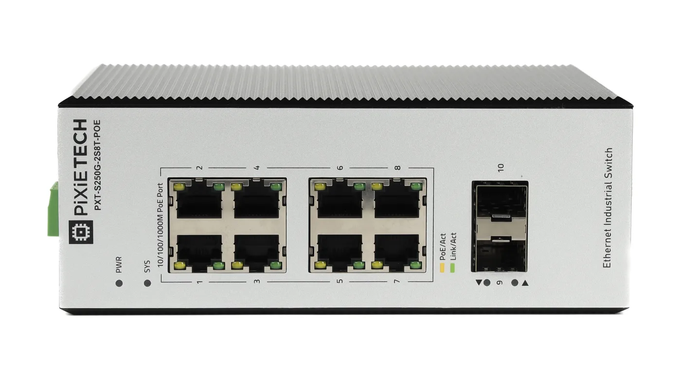Управляемый промышленный POE коммутатор L2 PXT-S250G-2S8T-POE