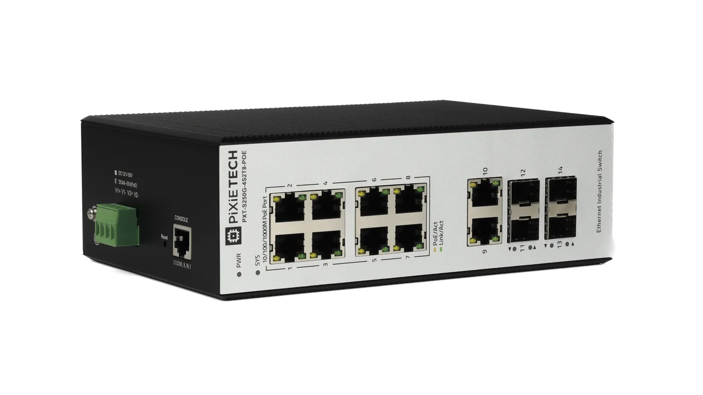 Управляемый промышленный POE коммутатор L2 PXT-S250G-4S2T8-POE — фото 2