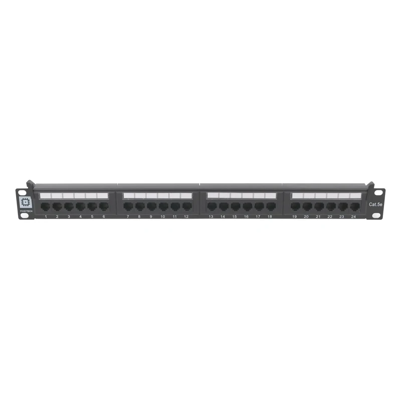 Коммутационная панель Pixietech, 19" неэкранированная, 1U, 24 порта, cat.5e