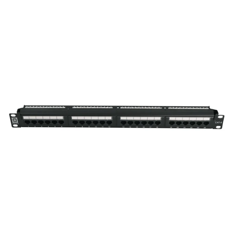 Коммутационная панель Pixietech, 19" неэкранированная, 1U, 24 порта, cat.6