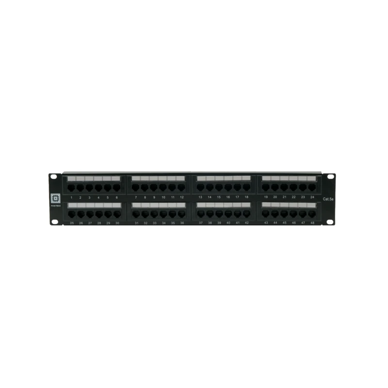 Коммутационная панель Pixietech, 19" неэкранированная, 2U, 48 портов, cat.5e
