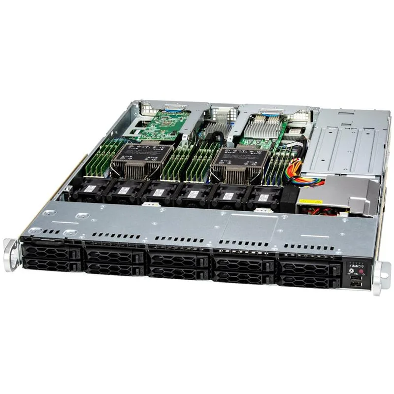 Sunucu Supermicro SYS-121C-TN10R: 2× Xeon Silver 4514Y, 128Gb DDR5-4800 (4×32Gb), 2× SSD 480Gb