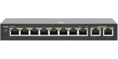 PoE коммутатор неуправляемый PUS-TT08-120M, 8x10/100BASE-TX 802.3af&at + 2x10/100/1000BASE-TX, 120Вт