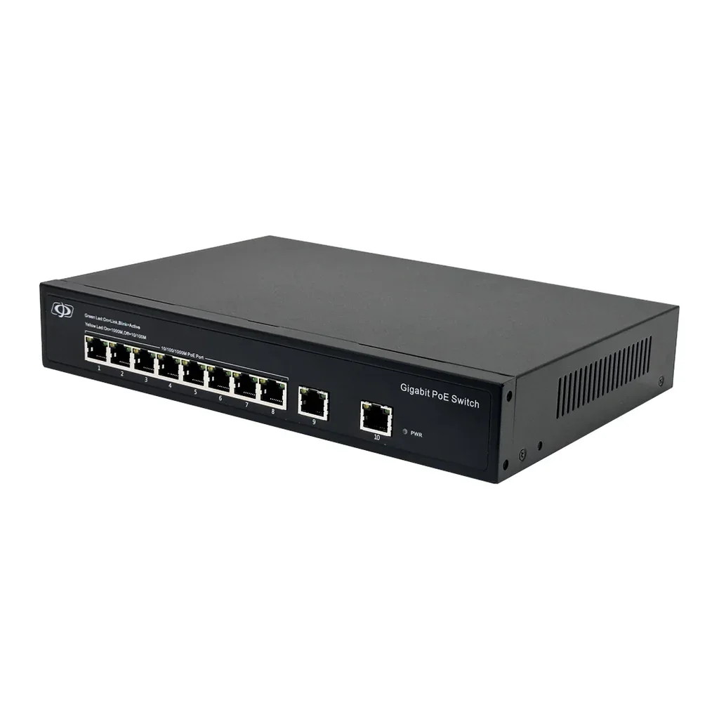 Yönetilemeyen PoE switch PUS-TT08-120M, 8x10/100BASE-TX 802.3af&at + 2x10/100/1000BASE-TX, 120W