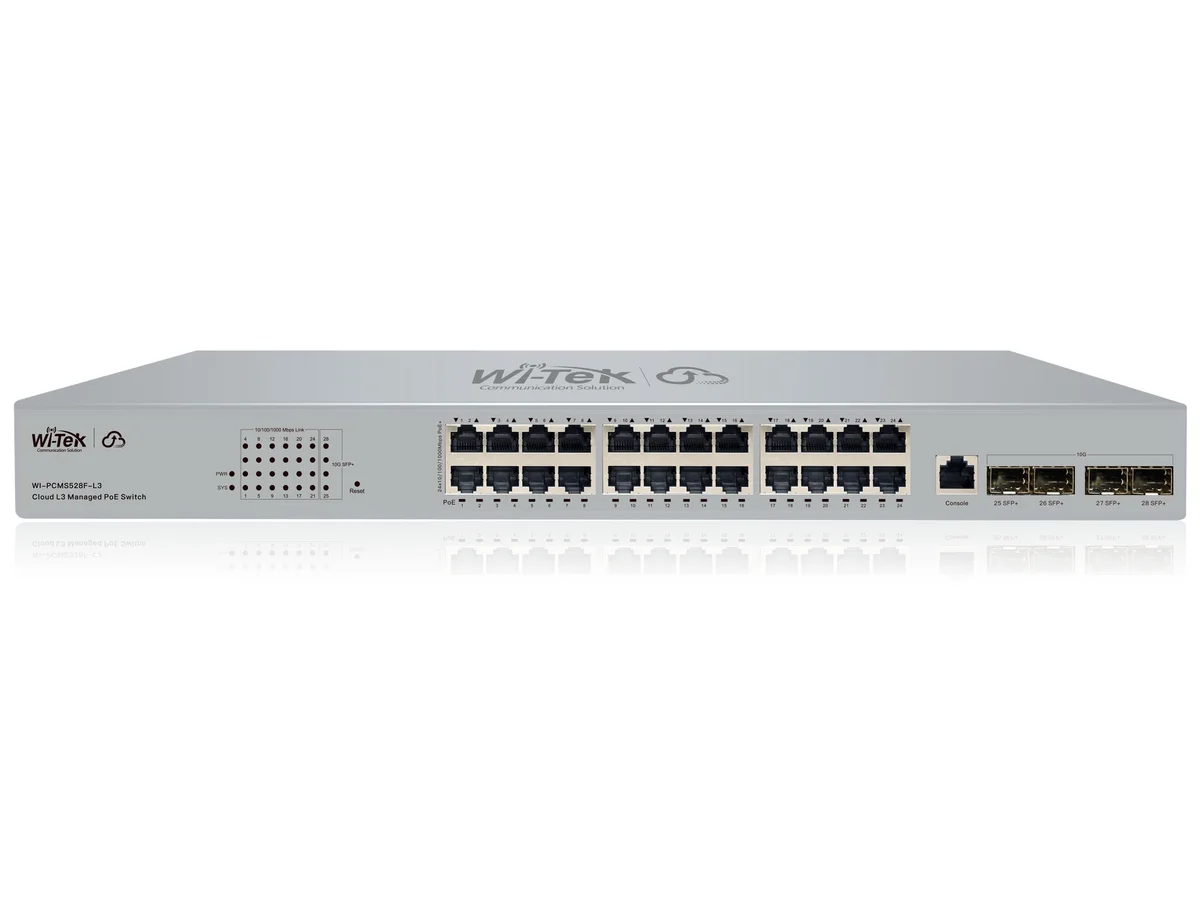 PoE-коммутатор Wi-Tek WI-PCMS528F-L3 V2 Poe 24+4SFP GB