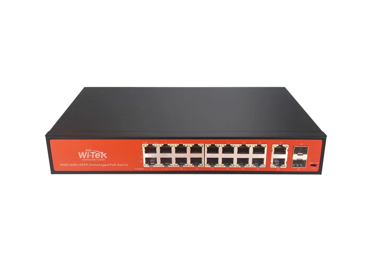 PoE-коммутатор Wi-Tek WK-PS320GF PoE 16+2+2SFP